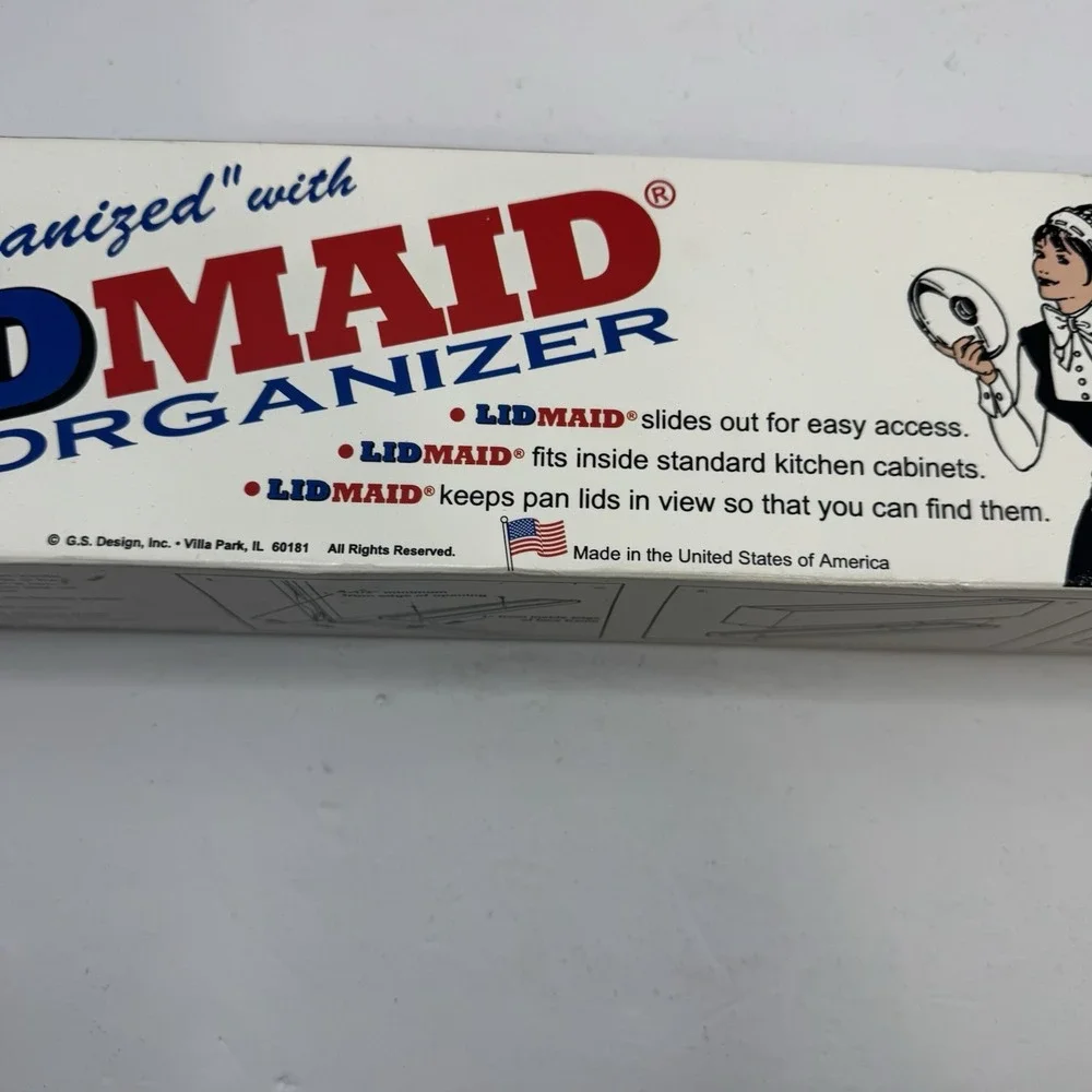 Vintage Lid Maid Pot and Pan Lid Organizer Cabinet Slider Made in USA 80s 90s